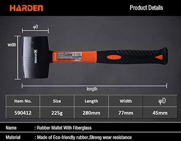 Rubber Mallet with Firbregalss Handle  590412 | Company Harden | Origin China