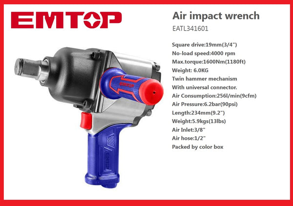 Air impact wrench set EATL341601 | Company : EMTOP | Origin China