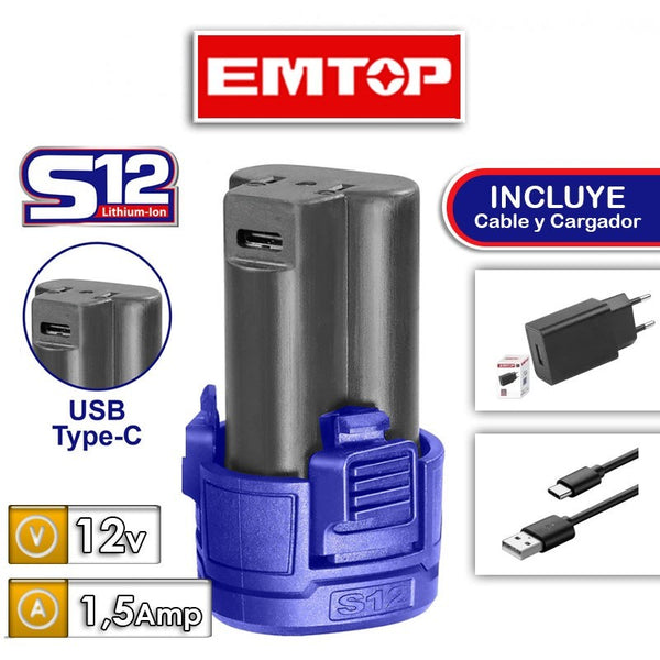 Lithium-ion Cordless Battery 1.5Ah EBPK12153 | Company : EMTOP | Origin China