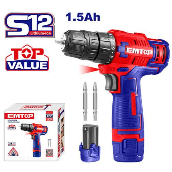 Lithium-Ion Cordless Drill 12V ECDL12511  | Company: Emtop | Origin: China