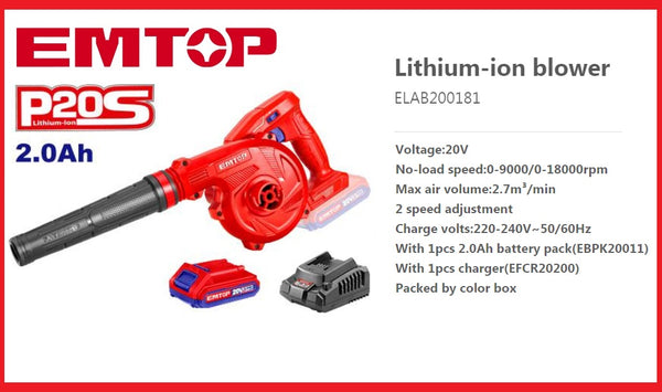 Lithium-ion blower ELAB200181 | Company : EMTOP | Origin China