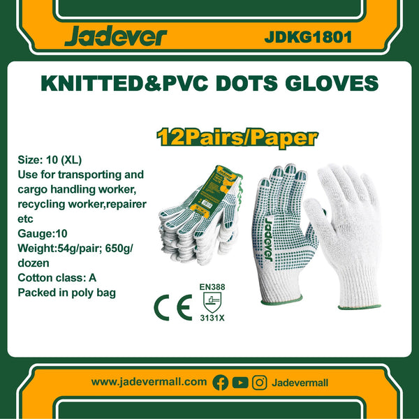 Knitted&PVC dots  gloves JDKG1801 | Company : Jadever | Origin : China