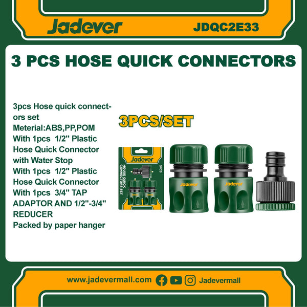 3pcs Hose quick connectors set JDQC2E33  | Company : Jadever | Origin : China