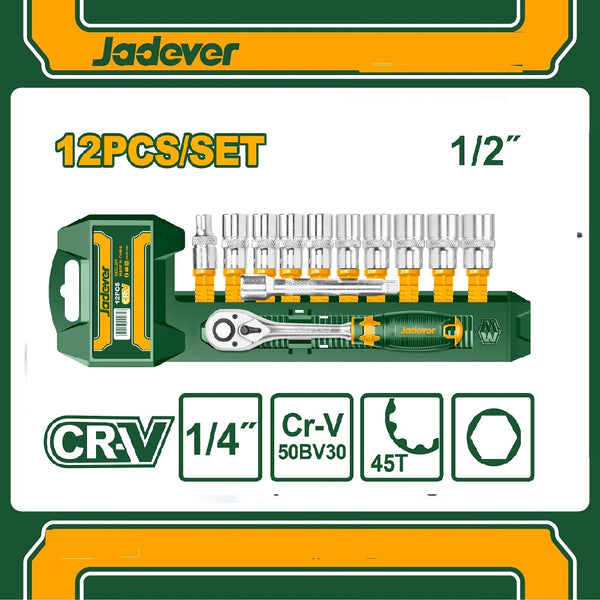 12 Pcs 1/2" Socket  Set JDST2212  | Company : Jadever | Origin : China