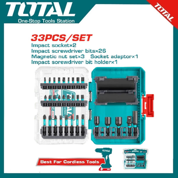 33Pcs Impact Screwdriver Bits & Sockets Set TACSDL63306 | Company: Total | Origin: China