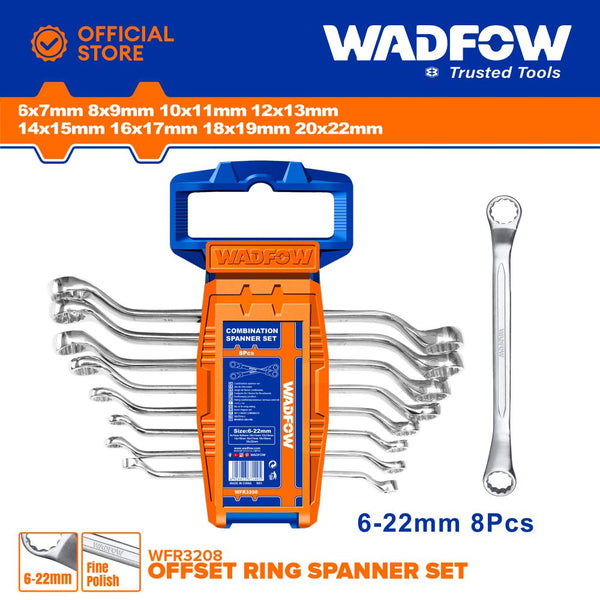 8Pcs OFFSET RING SPANNER SET 6-22mm WFR3208 | Company: Wadfow | Origin: China