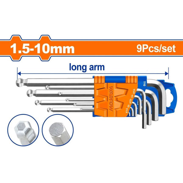 9Pcs BALL POINT HEX KEY 10mm WHK2291 | Company: Wadfow | Origin: China