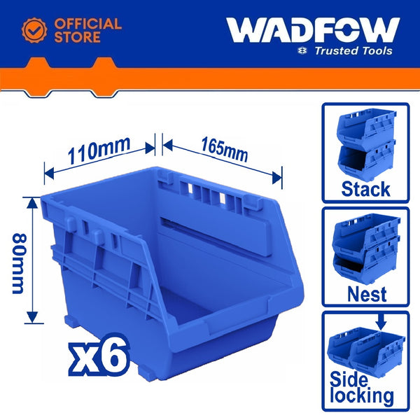 6Pcs Storage Bins Set 165x110x80mm WTB8336 | Company: Wadfow | Origin: China