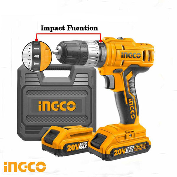 LITHIUM-ION CORDLESS DRILL 20V CIDLI20012 |  Company: Ingco  |  Origin: China