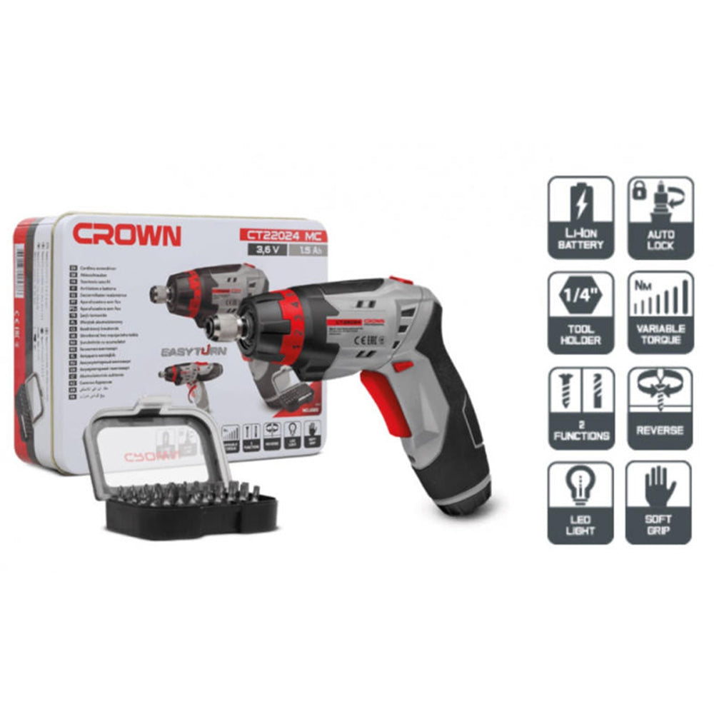 CORDLESS SCREWDRIVER 6.35mm CT22024MC Company Crown Origin China