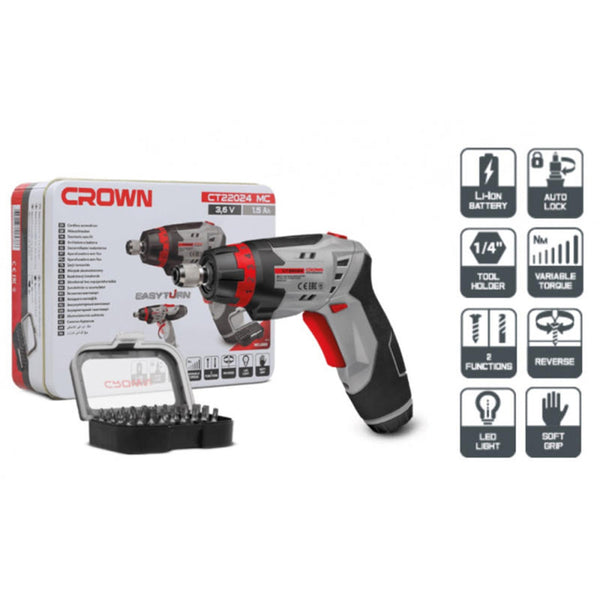CORDLESS SCREWDRIVER 6.35mm CT22024MC | Company: Crown | Origin: China