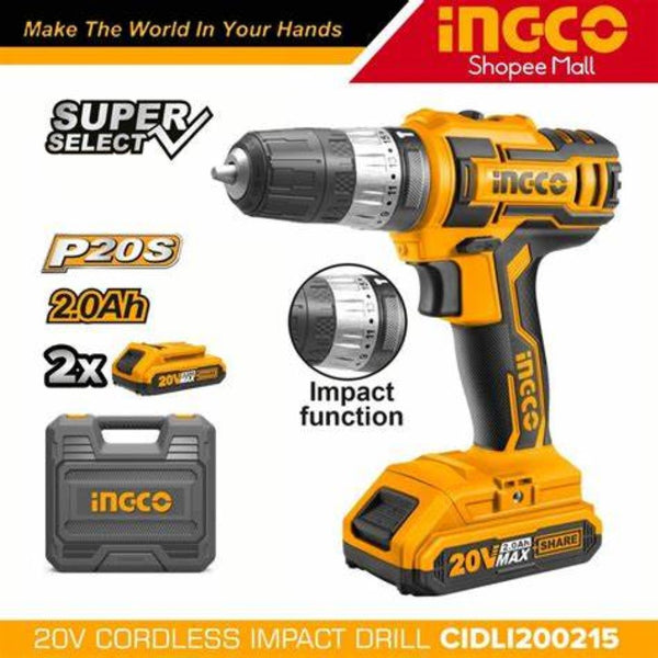 LITHIUM-ION IMPACT DRILL 20V CIDLI200215 |  Company: Ingco  |  Origin: China