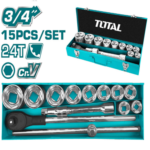 15Pcs 3/4" socket set THT341151 | Company: Total  | Origin: China