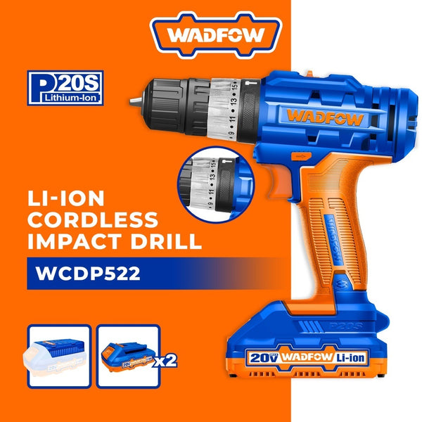 LITHIUM-ION IMPACT DRILL 20V WCDP522 | Company : Wadfow | Origin : China